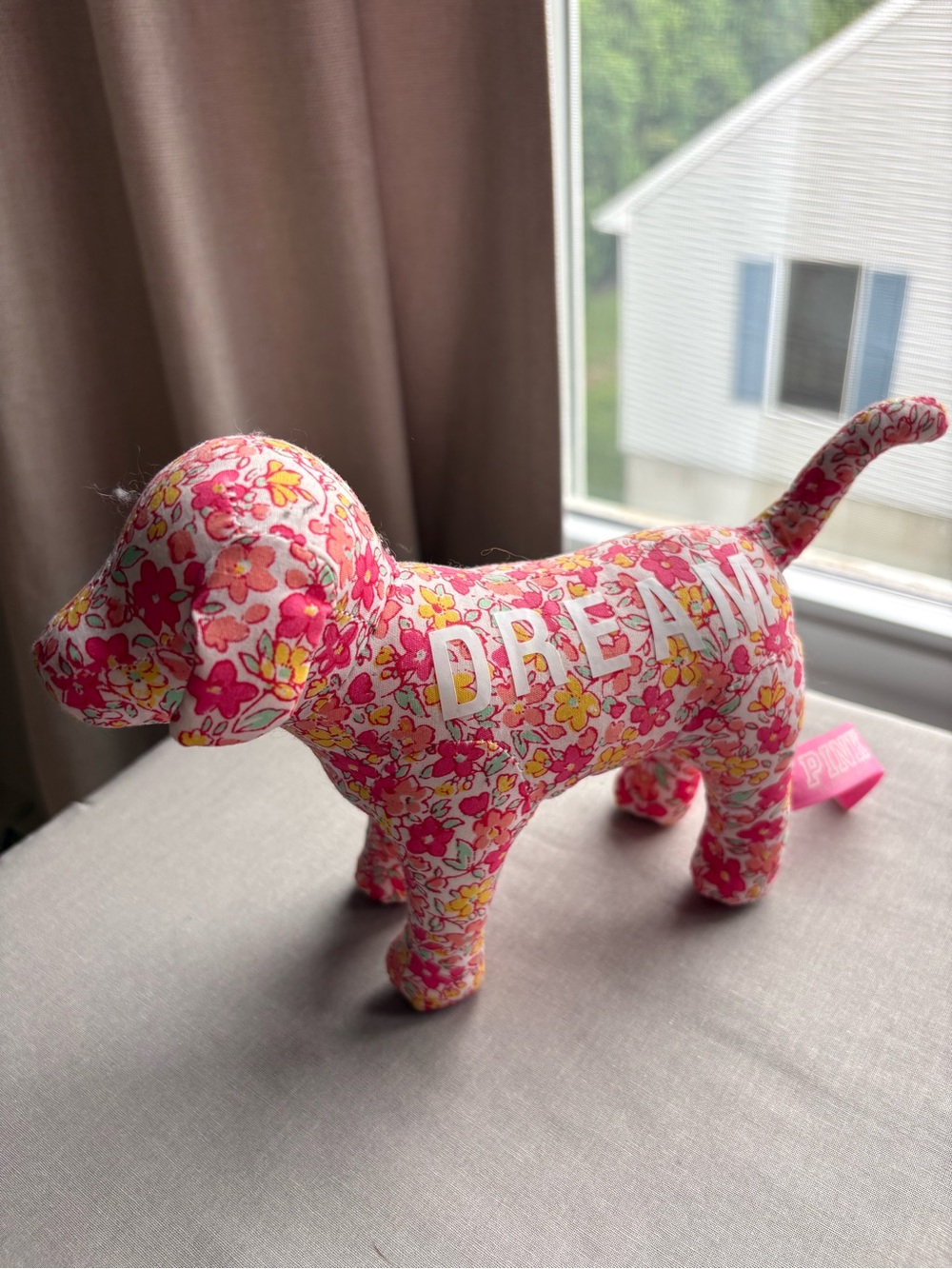 PINK Victoria's Secret Pink Floral 'DREAM' Plush Dog